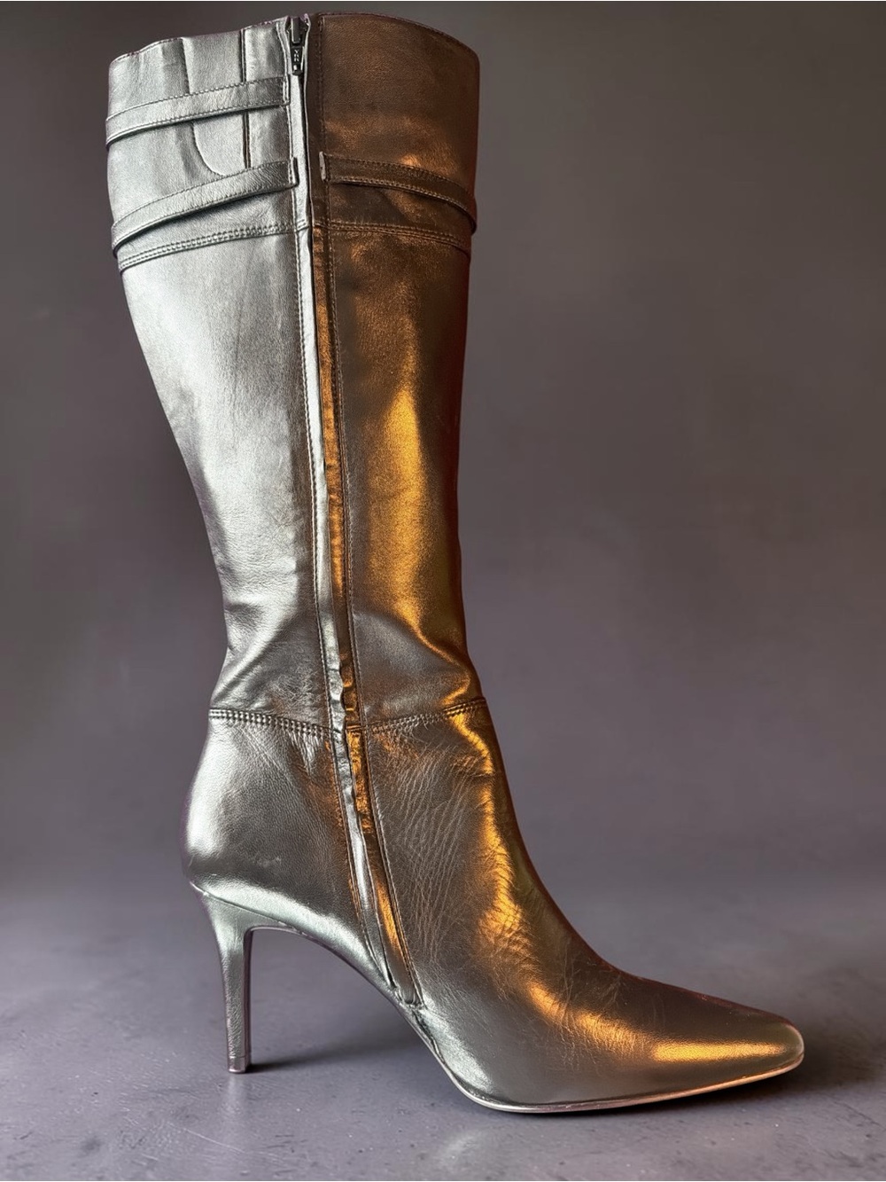 Ralph Lauren Women’s Leather Knee-High Stiletto Boots In Black Size 8 1/2 NWOT - Picture 7 of 10
